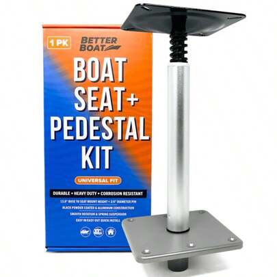 Boat Seat Pedestal Kit 3 Piece Set, 2-Pack Includes Seat Mount, Pedestal Pole And Swivel Base Plate For Fishing, Jon, And Bass Boats