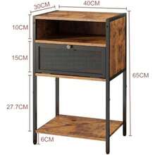 THAT S SHOCK Buros para Recamara Minimalista Mesa De Noche con 2 Armarios y 1 Estante Mesita De Noche Mesa Auxiliar Industriales Marrón Retro para Sala De Estar/Recamara/Esquina/Oficina 40x30x65CM(default) - Multicolor - Ver 3