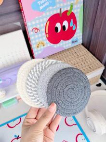 手工编织流苏杯垫套装，贴心乔迁礼物，耐热棉质杯垫，适用于马克杯和玻璃杯，独特的手工工艺品