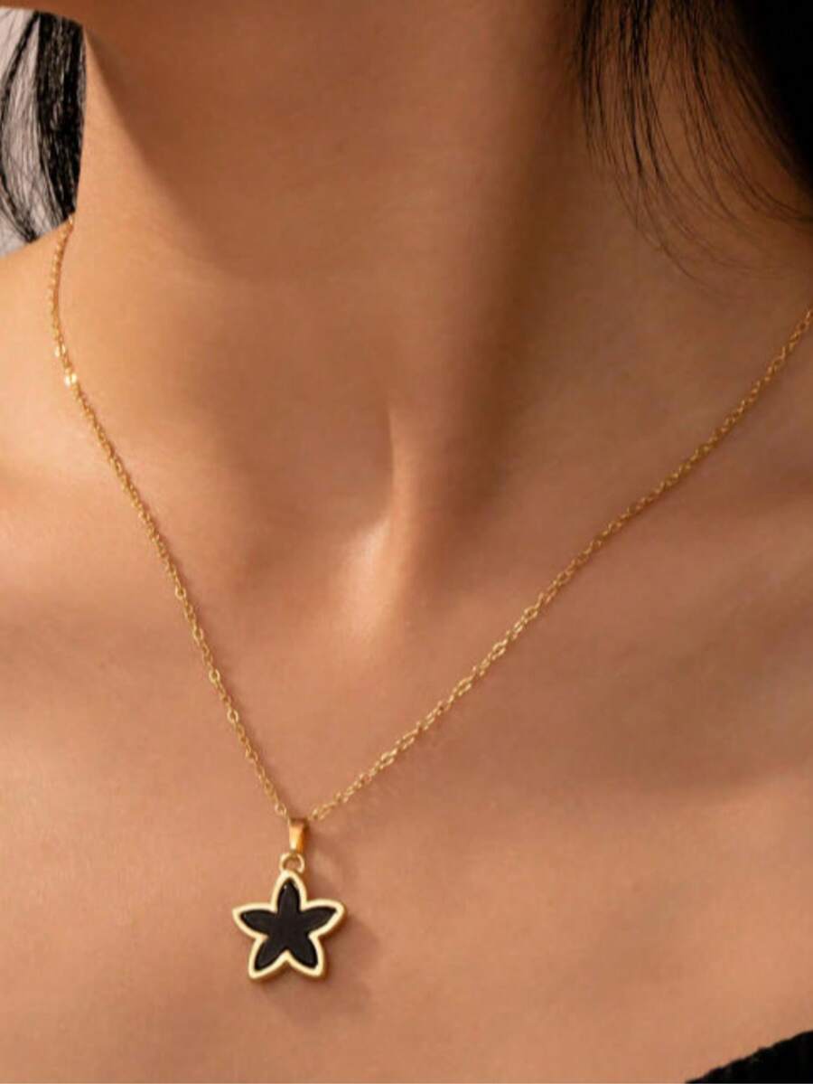 1pc Geometric Floral Casual Necklace, Versatile For Daily Wear & Commute, Korean/Japanese Style - Multicolor 3 - View 1