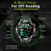 SENBONO Smartwatch With 1000mAh Large Battery, 100+ Sports Modes, Wireless Calling, LED Flashlight & Compass, 1.46inch HD Display, 360° Rotation, USB Rechargeable, Smart Watch For Men, Modern Wearable, Multi-Functional Watch - Black - View 6