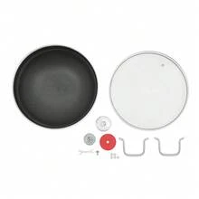 eusmeyusnt Skillet mit Deckel, Tri-Ply Edelstahlpfanne, Kochpfanne, 34/36cm Non-Stick Paella Pfanne, Skillets und Bratpannen, Antiklebstoffen Küchenofen Safe Skillet - Silber - Übersicht 11