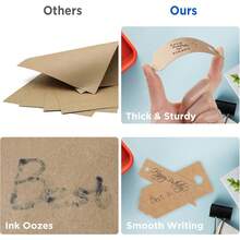 Simpeak 120 PCS Etiquetas De Regalo De Papel Kraft Set+120 PCS Cordel De Yute, Decoración Para Manualidades Y, Tarjetas De Recuerdo De Boda - Marrón - Ver 3