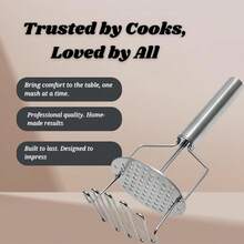 1 pieza Prensa de patatas de doble capa de acero inoxidable, machacador de alimentos, prensa de patatas hecha a mano, herramienta de cocina apta para lavavajillas - Multicolor - Ver 7