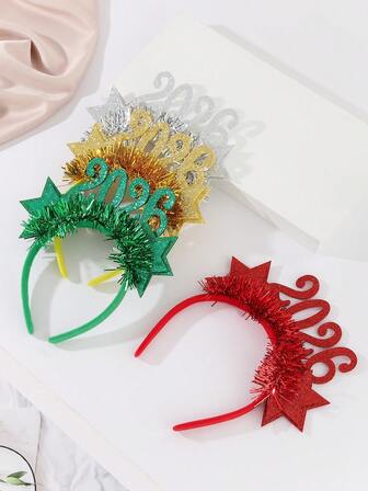 1件闪亮星星数字派对发箍，新年发饰