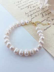 1条天然淡水巴洛克珍珠手链，不对称造型独特，优雅时尚，女士饰品 - 彩色 - 查看 9