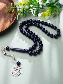 1 件 45 颗 10 毫米穆斯林祈祷珠手链，新款圆形珠子吊坠，经典款（黑色蓝色或棕色黑色可选），适合男女日常或节日佩戴 - 彩色 - 查看 16