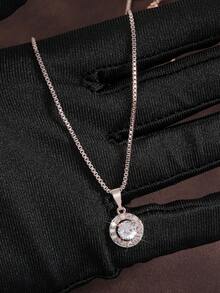 rakol 3pcs Classic Round Cubic Zirconia Decorated Necklace & Earrings Jewelry Set For Women