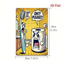 Vintage Funny Humor Toilet Retro Wall Art Sign - 8x12 Iron Metal Bathroom Decor With Angry Toothbrush & Toilet Design, No Needed, Easy Wall-Mounted Home, Man Cave, Kitchen, Garage, Garage Decoration |   Vintage Style Sign |   Durable Wall Art - 彩色 - 查看 7