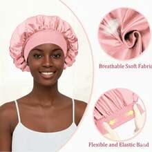 2 Piezas/1 Pieza Gorro de seda para dormir, gorros de satén, gorro de dormir de seda con banda elástica suave, envoltura de cabello de seda para cabello rizado