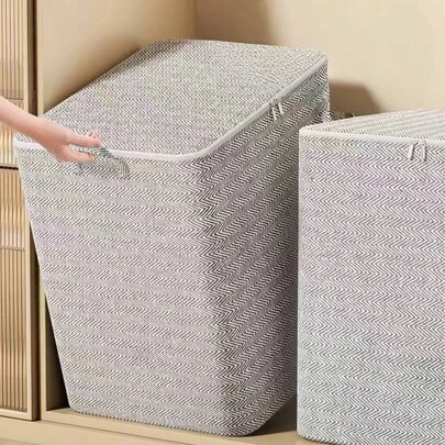 1/2pcs Large Capacity Foldable Fabric Storage Bag, Clothes/Blanket/Quilt Organizer Bag, Wardrobe/Under Bed Storage Box, Collapsible Storage Bin, Seasonal Clothing/Item Organizer For Bedroom, Dorm, Space-Saving, Suitable For Travel