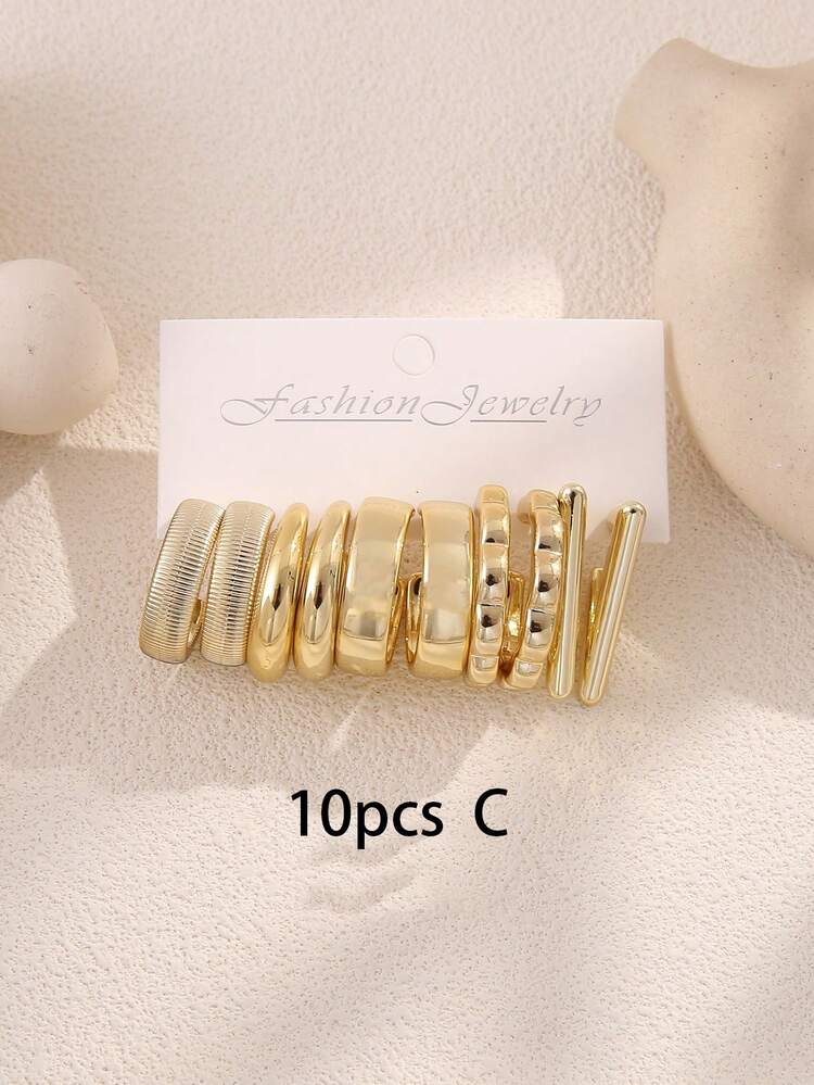 Juego de 2/10/30 piezas de pendientes con baño de oro - Incluye elegantes espirales y aros en forma de C, combinados con botones con forma de cúpula y lágrima, joyas versátiles para uso diario y fiestas - Multicolor - Añade 6