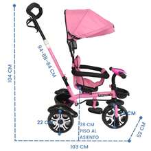 Triciclo 5 En 1 Evolutivo Infantil Con Asiento 360° Y Luces - Rosa - Ver 5