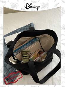 Disney 1个装针织图案手提袋，大容量斜挎包，可爱卡通印花单肩包，多功能秋冬大容量包——女士/女孩/学生的理想之选，完美适用于秋冬季/外出/购物 - 彩色 - 查看 6