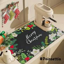 Weihnachts-Geschirrtrockenmatten für die Küchentheke, Weihnachtsbaum Kaffee-Bar-Matte für die Arbeitsplatte, aus Diatomeenerde, absorbierend, ästhetische Küchendekorationen