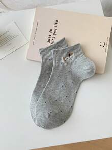 5pairs Women Polka Dot Sausage Dog Pattern Casual Ankle Socks Short Socks For Daily Decoration, Suitable For All Seasons, Shipped Randomly