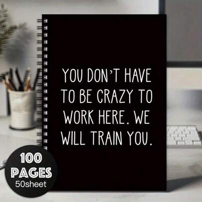 1pc Funny Spiral Notebook, Amusing Spiral Notebook For Office, Gag Gift For Coworkers, You Don't Have To Go Crazy Here, Interesting Diary, Humorous Work Gift