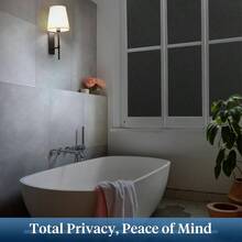 Reeded Glass Window Privacy Film Frosted Glass Window Film Static Cling UV Blocking Stickers Decorative Removable Cover For Bathroom Door Office Non Adhesive 17.5" X 78.7" - 17.5 英吋 x 78.7 英吋 + 黑色 - 查看 2