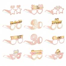 12 Pcs 30th Birthday Paper Eyeglasses Decorations For Women, Pink Rose Gold Happy 30th Birthday Eyeglasses Party Supplies, Funny Thirty Year Old Birthday Glasses Decor 40th/50th/60th/70th ﻿ - Multicolor - View 3
