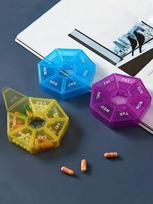 Portable 7-Day Pill Box Weekly 7-Grid Pill Storage Box Round Tablet Storage Box Portable And Sealable Tablet Finishing Box For Vitamins And Pills Travel Medicine Split Packaging Pill Box Suitable For Outdoor Travel And Office Travel Essential For Men And Women Travel Essentials Travel Accessories Travel Must Haves Beach Vacation Summer Holiday School Accessories Back To School Supplies Stuff