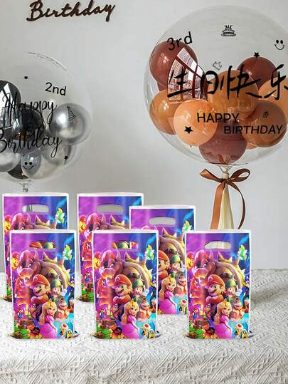  Super Mario Decorative Items, Disposable Mario Pearlescent Film Gift Bags, Birthday Party Gift Bags, Gift Bag Sets, Birthday Party And Dining Place Decoration Supplies, Game-Themed Birthday Party Decoration Gift Bags, Candy Bags, Gift Bags, Birthday Party Small Gifts