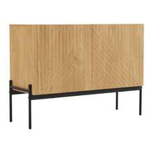 Sideboard With 2 Türen And Metallbeinen, Buffet, Kommode Mit Linien-Design, Mass: H 75 Cm / B 100 Cm / T 40 Cm - Natural Color - View 8