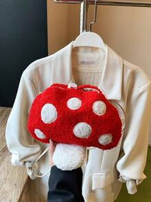 Cartoon Mushroom Shaped Shoulder Bag, Suitable For Boys And Girls, Soft And Cute, Crossbody Bag Suitable For Autumn And Winter - Red - View 9