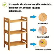 Senmeo Three-Layer Bamboo Storage Rack - Multi-Functional Vertical Organizer, Durable & Space-Saving For Kitchen, Bathroom, Living Room, Bedroom - 3 lớp - Xem 4