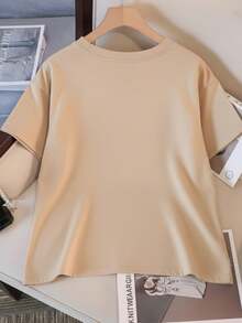 Camiseta Oversized Feminina Valorize Suas Curvas Feminista Estilosa Força Feminina 100% Algodão Promoção - Bege - Visão 2
