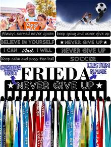 Customizable Text & Image Trophy Display Rack - Suitable For Athletes, Runners And Sports Enthusiasts - Medal Wall Holder, Easy Installation,Gym Wear, Medal Hanger - Multicolor - View 1