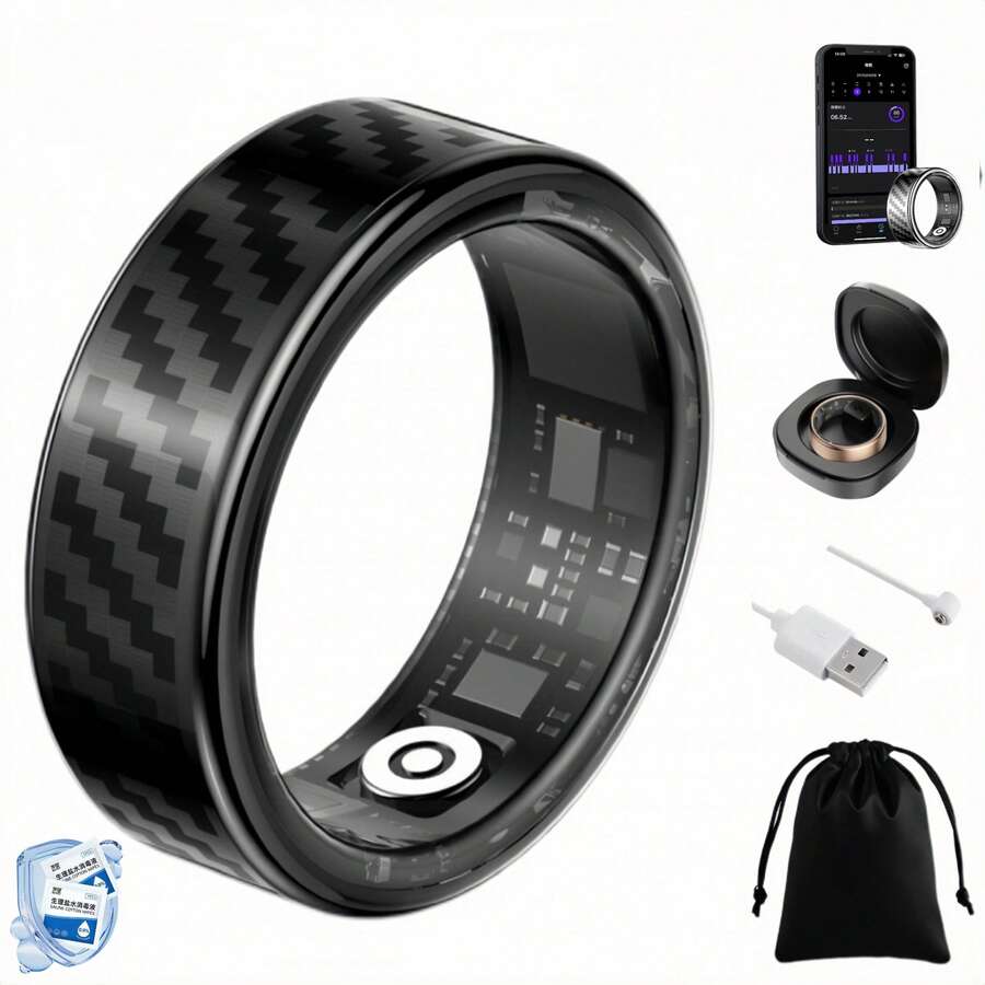 NEXUS Smart Ring, Fitness Tracking Ring, Heart Rate Monitor Health Tracker For Women/Men, IP68 Waterproof-No Subscription-Sleep Tracker For IPhone And Android, Up To 10 Days Of Battery Life(Subject To Actual Usage),Ideal Thanksgiving, Christmas And New Year Gifts For Family And Friends - 銀條紋 - 查看 1