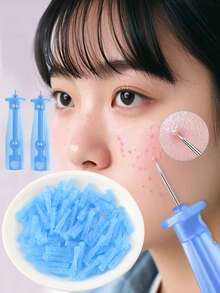 10/50/100/200pcs Professional Blackhead Removal Tool Set, Acne Needle, Facial Blemish And Acne Extraction Tool, Pimple Picker – Professional Acne Removal Set, Suitable For All Skin Types, Facial Skin Pore Cleaning Tool Set, Facial Care Tool - Baby Blue - View 8