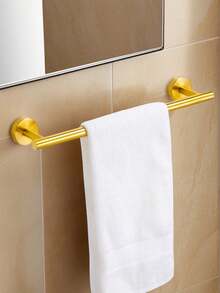 1 pieza Accesorios de baño dorados de acero inoxidable: Toallero de anillo, portarrollos de papel higiénico, gancho para albornoz - Multicolor - Ver 2