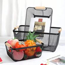 Set Of 3 Multipurpose Organizer Baskets With Wooden Handles – Elegance And Practicality For The Home - màu đen - Xem 5