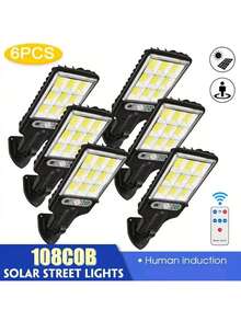 1/2/4/6/8pcs 8000W Solar LED Lights, Waterproof Outdoor Wall Lamp With Adjustable Motion Sensor And Remote Control - No Battery Needed, Suitable For Garden, House, Yard, Garage Lighting