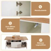 (Product Change)An Hebbarer Multifunctional Couchtisch – Der Desktop Cannn 2 Tische öffnen, White + White, Large Kapazität, Modern Wohnzimmermöbel, Büro, Esstisch, Freizeittisch, Multifunktionstisch