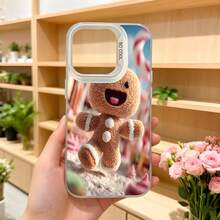 Cubierta de teléfono con diseño de hombre de jengibre navideño color marrón claro con detalles blancos y rojos para iPhone 14 Pro Max funda protectora con estampado de dulces navideños ideal para temporada festiva Aplicable a los teléfonos de la serie Apple y Galaxy - Blanco - Ver 5