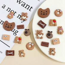 20pcs Cute Cartoon Bear Shoe Charms Resin Craft Embellishments - Colorful Flat Back Decorations For Scrapbooking, DIY Phone Case Nail Art Hairpin Accessory Making Supplies - Brown - View 7