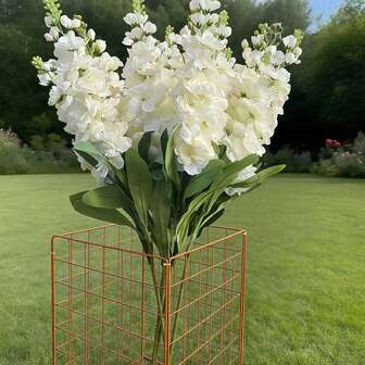 1支装 - 13.7英寸 - 白色金鱼草仿真花，翠雀花仿真丝花，长茎风信子假花，适用于家居客厅婚礼餐桌装饰，浪漫主题，情人节，墙面装饰，客厅，卧室，婚礼，派对装饰，桌面摆件。家居，桌面装饰，厨房，婚礼，餐桌，中心装饰品，办公室，花园，户外，房屋，露台装饰，春、夏、秋、冬装饰，逼真触感，仿真翠雀花