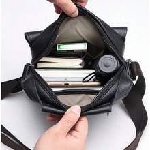 Men's Leather Crossbody Shoulder Bag - màu đen - Xem 5