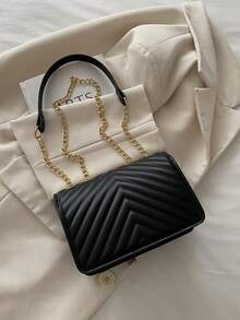 Korean Style Embossed Rhombus Letter Casual Handbag For Women, 2024 New Fashion Influencer Minimalist Shoulder Crossbody Square Bag - Black - View 6