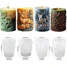 1pc Leaf & Deer Pattern Cylinder Craft Candle Making Silicone Mold - White - View 8