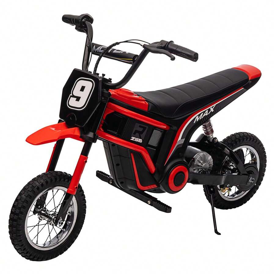 Motocicleta eléctrica todoterreno para niños de 8 a 14 años, con batería de 24 V, 3 velocidades, alcanza hasta 23 km/h (14,29 mph), suspensión con amortiguación, ideal para senderos todoterreno, soporta hasta 61 kg (135 libras). - Rojo - Ver 1