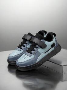 1 Pair Mediterranean Style Low-Top Flat Canvas Shoes For Boys & Girls, Hook And Loop Design, Comfortable, Lightweight, Non-Slip, Suitable For All Seasons - Dark Grey - View 10