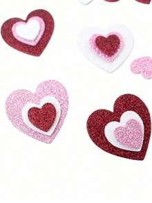 120pcs Heart-Shaped Sequin Foam Stickers For DIY, Suitable For Gift Boxes, Handbags, Greeting Cards And Festival Decorations. Festival Sticker Labels, Used For Gift Packaging And Decoration. Valentine's Day Fun Gifts, Creative Garden-Themed Decorations - Multicolor - View 7