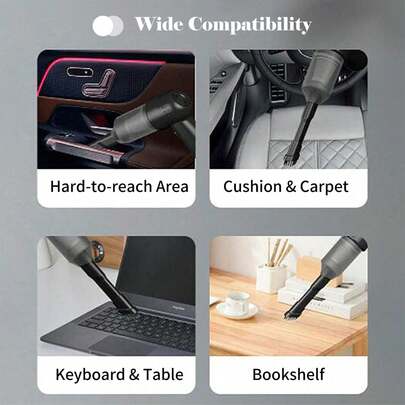 Portable Vacuum Cleaner With 100W 9000Pa Powerful Motor Wireless Handheld Vacuum Cleaner Cleaning Kit For Car/Home/Office, Black