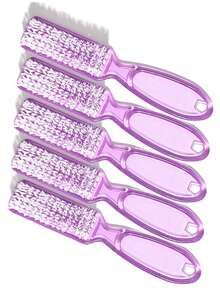 透明长柄指甲刷，带手柄，美甲塑料除尘刷，多功能软毛直柄除尘指甲刷，方头指甲刷，透明塑料除尘刷，透明色，2 件装，紫色 - 紫色 - 查看 8