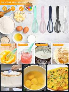 4/2/1pc Silicone Mini Whisk - Perfect For Adults - Ideal For Mixing, Whipping, Stirring And Blending - Essential Baking Tool And Kitchen Gadget - Back To School Supplies - Suitable For Chocolate, Eggs, Cream, Butter - Multicolor - View 2