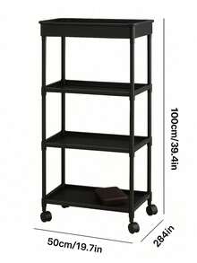 Carrito Auxiliar Negro Minimalista, Almacenamiento Práctico para Espacios Reducidos - Negro - Ver 2