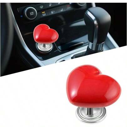 Car Push Start Button Cover, Heart Engine One Start Stop Joystick, Vehicle Decorative Ignition Rocker Lever, Automotive Interior Accessories Universal SUV Sedan Truck Pink